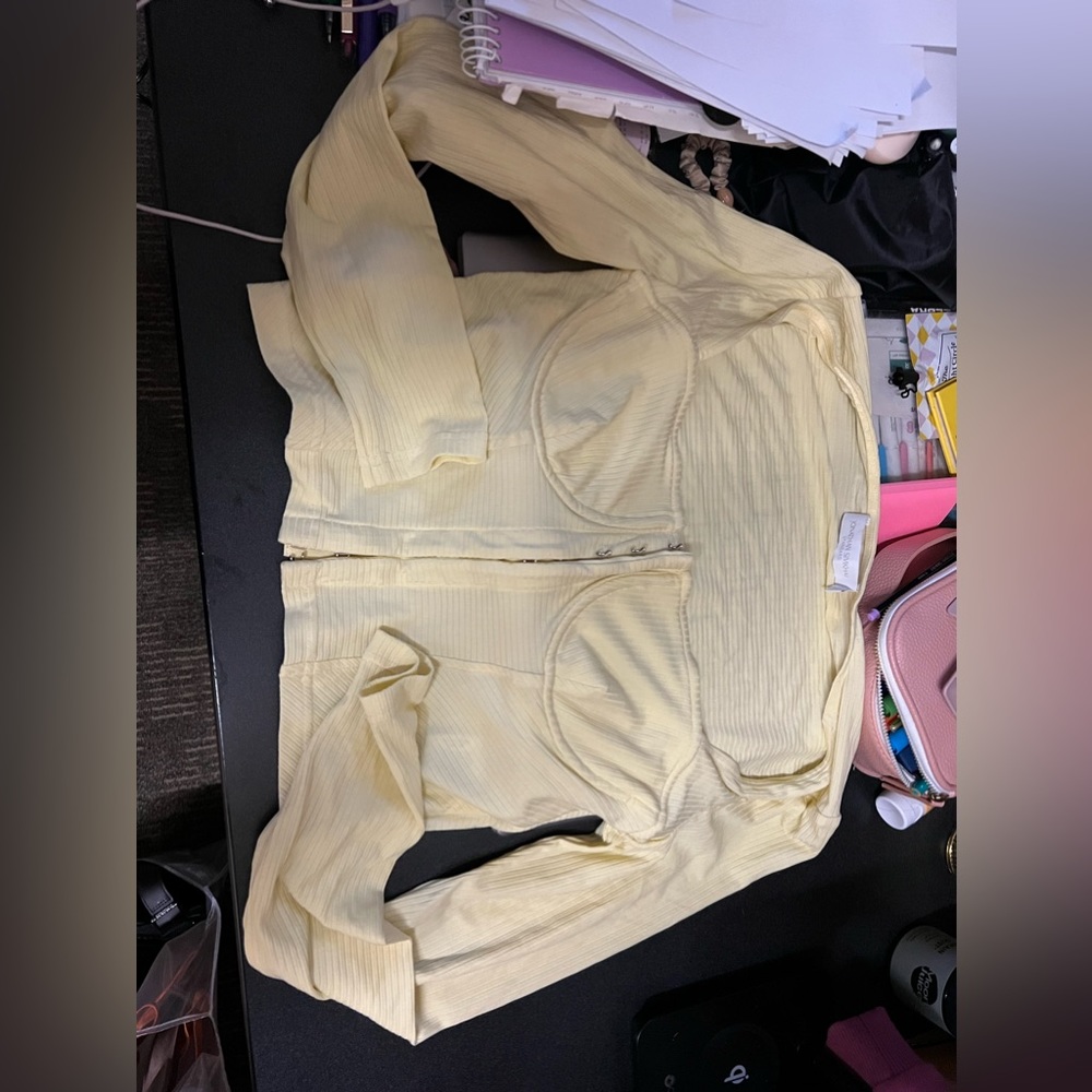 Jonathan simkhai lemon/yellow bustier corset long sleeve